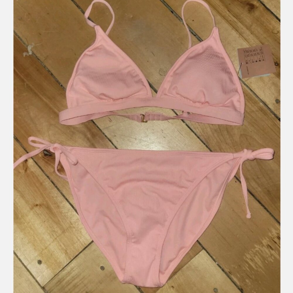 Shade & Shore Bikini, Pink, Textured,  Size Large
